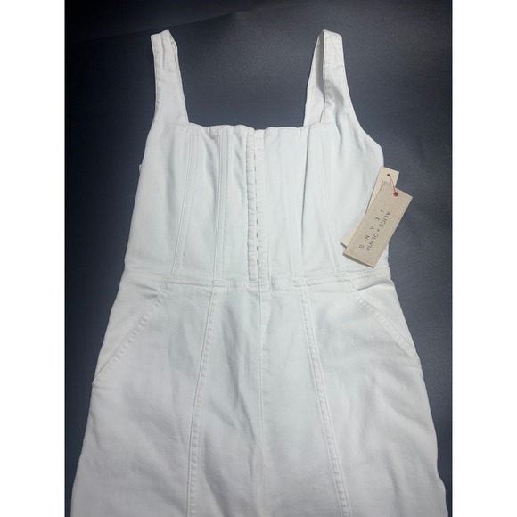 Alice + Olivia NEW Chels White Denim Jumpsuit Corset Zip Front Pockets Sz26 $495 - Picture 4 of 10